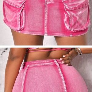 Vibrant Pink Denim Mini Skirt